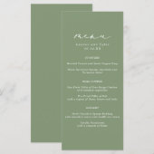 シンプル エレガント カリグラフィー サージュグリーン ウェディング メニュー (正面/裏面)