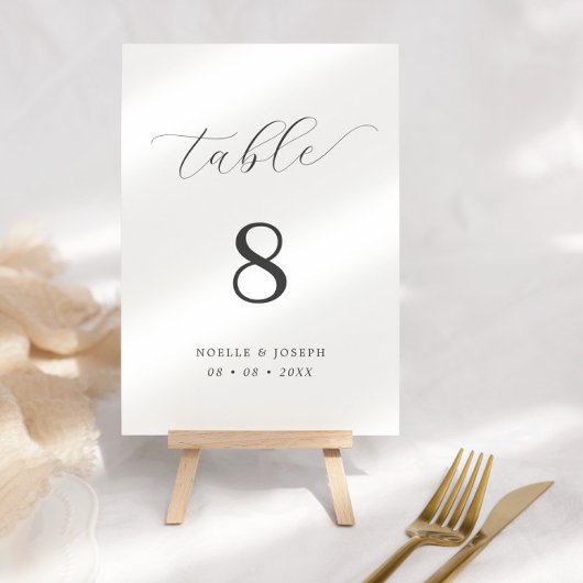 シンプル エレガント カリグラフィー ブラック&ホワイト ウェディング テーブルナンバー