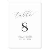 シンプル エレガント カリグラフィー ブラック&ホワイト ウェディング テーブルナンバー (正面)