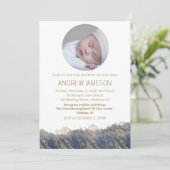 シンプル エレガント キリスト教 円形 フォト | 洗礼 招待状 (スタンド正面)