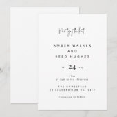 シンプル エレガント クラシック ウェディング プレーン テキスト スクリプト 招待状 (正面/裏面)