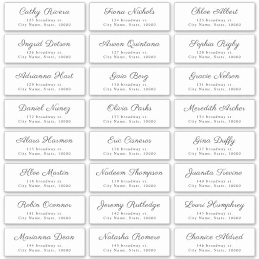 シンプル エレガント クラシック スクリプト ゲスト アドレス ラベル (正面)