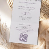 シンプル エレガント クラシック ボヘミア フラワーリラック ラベンダー オールインワン招待状