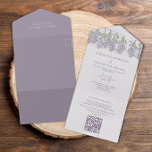シンプル エレガント クラシック ボヘミア フラワーリラック ラベンダー オールインワン招待状