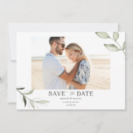 シンプル エレガント グリーナリー 写真 Save the Date 招待状