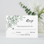 シンプル エレガント グリー 出欠カード (スタンド正面)