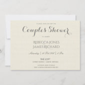 シンプル エレガント グレー タイポグラフィー カップル シャワー 招待状 (正面)