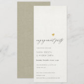 シンプル エレガント ゴールド クラフト タイポグラフィー 婚約 招待状 (正面/裏面)