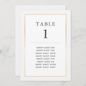 シンプル エレガント ゴールド テーブル ワン カスタム シーティング カード (正面/裏面)