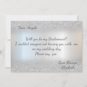 シンプル エレガント シルバー グリッター ボケ ブライズメイド 招待状 (裏面)