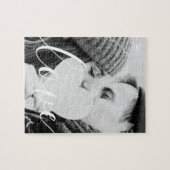 シンプル エレガント スクリプト カップル フォト ジグソーパズル (横)