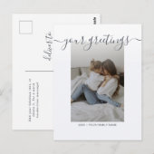 シンプル エレガント スクリプト ファミリー フォト 挨拶 ポストカード (正面/裏面)