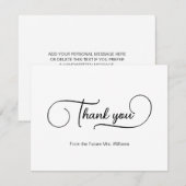 シンプル エレガント スクリプト ブライダル シャワー サンキューカード (正面/裏面)