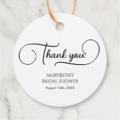 シンプル エレガント スクリプト ブライダル シャワー サンクス フェイバータグ (裏面)