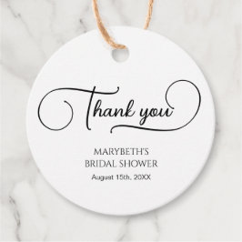 シンプル エレガント スクリプト ブライダル シャワー サンクス フェイバータグ