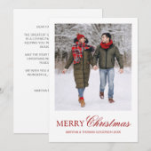 シンプル エレガント スクリプト 白いフレーム 写真 クリスマス (正面/裏面)