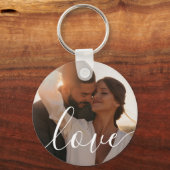 シンプル エレガント スクリプト 2 フォト キーホルダー (正面)