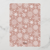 シンプル エレガント スパークル クリスマス フォト ローズゴールド 箔シーズンカード (裏面)