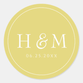 シンプル エレガント タイポグラフィー モノグラム ウェディング ラウンドシール