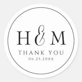 シンプル エレガント タイポグラフィー モノグラム ウェディング ラウンドシール