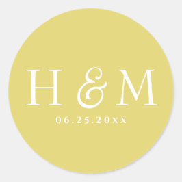 シンプル エレガント タイポグラフィ モノグラム ウェディング ラウンドシール