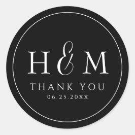 シンプル エレガント タイポグラフィ モノグラム ウェディング ラウンドシール