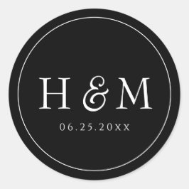 シンプル エレガント タイポグラフィ モノグラム ウェディング ラウンドシール