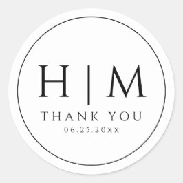 シンプル エレガント タイポグラフィ モノグラム ウェディング ラウンドシール