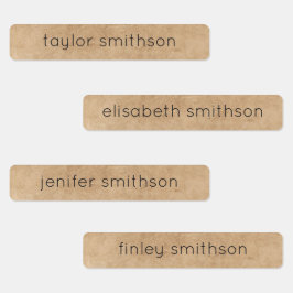 シンプル エレガント タウペ あなたのお名前 衣類＆食べ物 ラベル