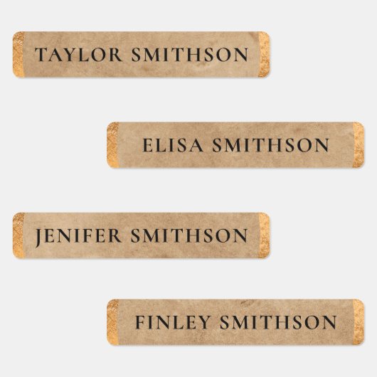 シンプル エレガント タウペ ヴィンテージ お名前 学校 ラベル (グループ)