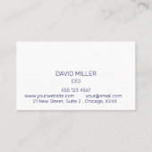シンプル エレガント ネイビー 名刺 (裏面)