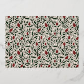 シンプル エレガント ハッピー ホリデーズ フローラル バック 箔シーズンカード (裏面)