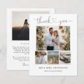 シンプル エレガント ハート ウェディング フォト サンクス カード (正面/裏面)