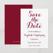シンプル エレガント バーガンディ ホワイト ウェディング 婚約 セーブザデート (正面/裏面)