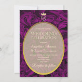 シンプル エレガント パープル ウェディング 招待状 (正面)