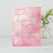 シンプル＆エレガント ピンクの21歳誕生日パーティー 招待状 (スタンド正面)