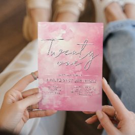 シンプル＆エレガント ピンクの21歳誕生日パーティー 招待状