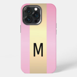 シンプル エレガント ピンクゴールド メタリック モノグラム iPhone 13 PROケース