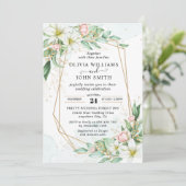 シンプル エレガント ピンク ジオメトリック フローラル - 002 招待状 (スタンド正面)