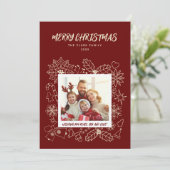 シンプル エレガント ファミリー 1 フォト フレーム ダーク レッド シーズンカード (スタンド正面)