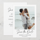 シンプル エレガント フォト ウェディング ハーツ シンプル モダン セーブザデート (正面/裏面)