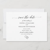 シンプル エレガント フォト ウェディング ハート シンプル モダン セーブザデート (裏面)