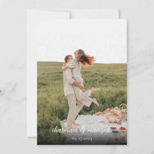 シンプル エレガント フォト ウェディング 招待状 (正面)