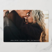 シンプル エレガント フォト セーブ・ザ・デート ウェディング ゴールド 箔招待状 (正面)