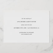 シンプル エレガント フォト セーブ・ザ・デート ウェディング ゴールド 箔招待状 (裏面)