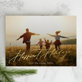 シンプル エレガント フォト タイポグラフィ ゴールド ハッピー 箔シーズンカード