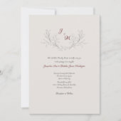 シンプル エレガント フォリアジュ マロン & クリーム 招待状 (正面)