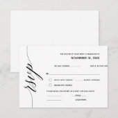 シンプル エレガント ブラック カリグラフィー, 結婚式 出席確認 エンクロージャーカード (正面/裏面)