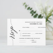 シンプル エレガント ブラック カリグラフィー, 結婚式 出席確認 エンクロージャーカード (スタンド正面)