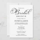 シンプル エレガント ブラック スクリプト ブライダル ブランチ 招待状 (正面)